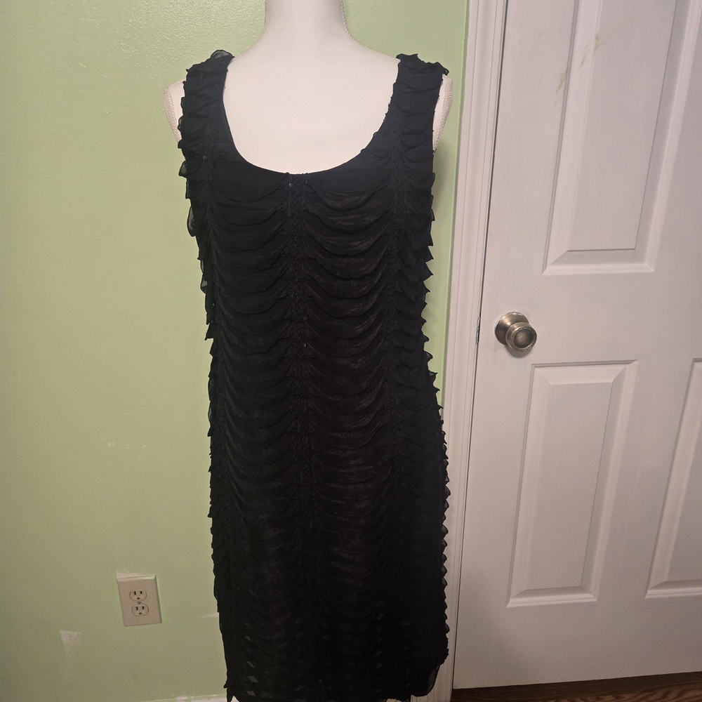 Dress Barn Black Ruffle Midi Dress